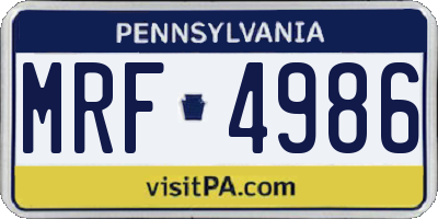 PA license plate MRF4986