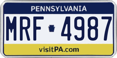 PA license plate MRF4987