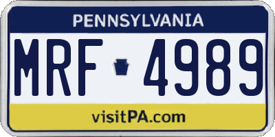 PA license plate MRF4989