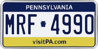 PA license plate MRF4990