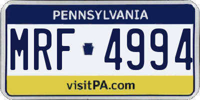 PA license plate MRF4994