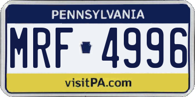 PA license plate MRF4996