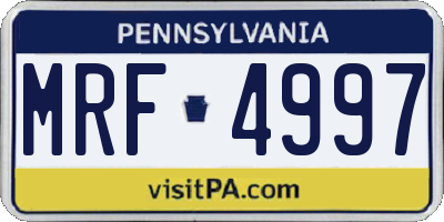 PA license plate MRF4997