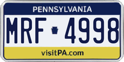 PA license plate MRF4998