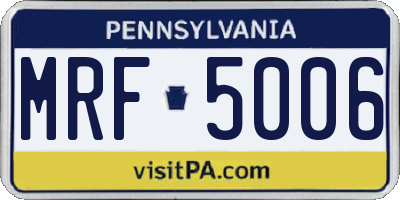 PA license plate MRF5006