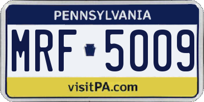 PA license plate MRF5009