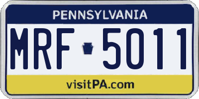 PA license plate MRF5011