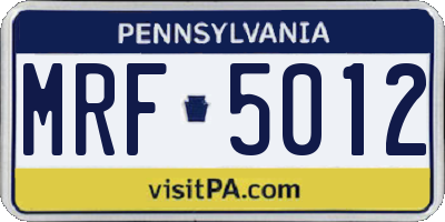 PA license plate MRF5012