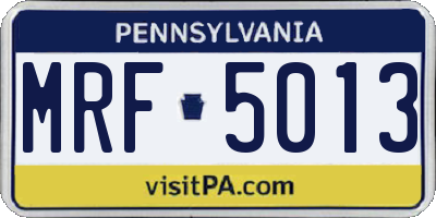 PA license plate MRF5013