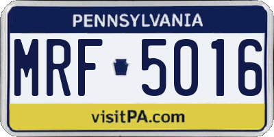 PA license plate MRF5016