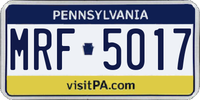 PA license plate MRF5017