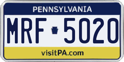 PA license plate MRF5020