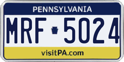 PA license plate MRF5024
