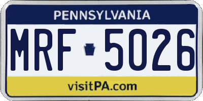 PA license plate MRF5026
