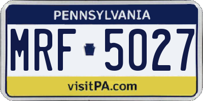 PA license plate MRF5027