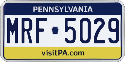 PA license plate MRF5029