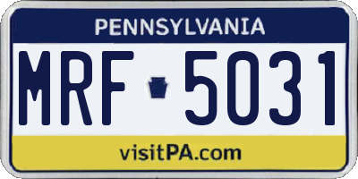 PA license plate MRF5031