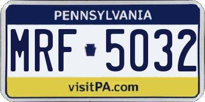 PA license plate MRF5032