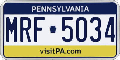 PA license plate MRF5034