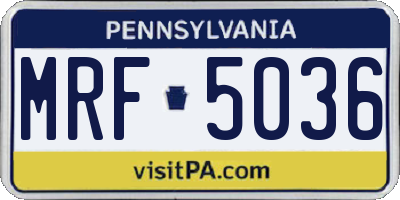 PA license plate MRF5036