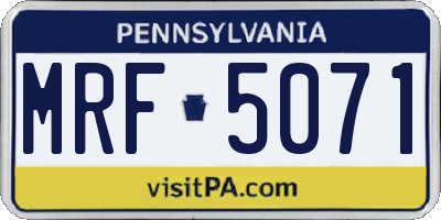 PA license plate MRF5071