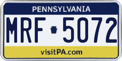 PA license plate MRF5072