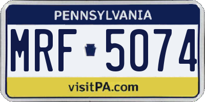 PA license plate MRF5074