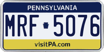 PA license plate MRF5076
