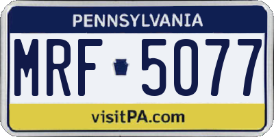 PA license plate MRF5077
