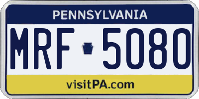 PA license plate MRF5080
