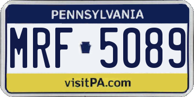 PA license plate MRF5089