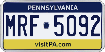 PA license plate MRF5092