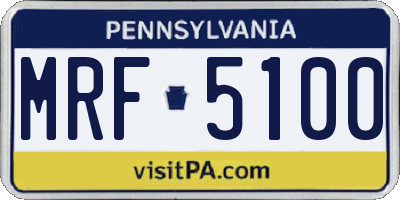 PA license plate MRF5100