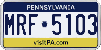PA license plate MRF5103