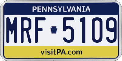 PA license plate MRF5109