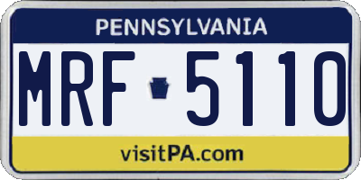 PA license plate MRF5110