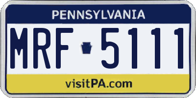 PA license plate MRF5111