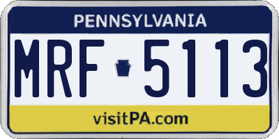 PA license plate MRF5113
