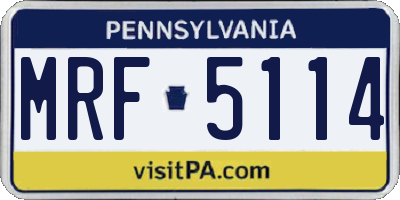 PA license plate MRF5114