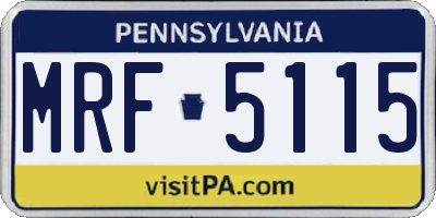 PA license plate MRF5115