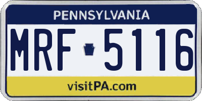 PA license plate MRF5116