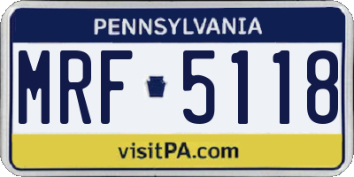 PA license plate MRF5118