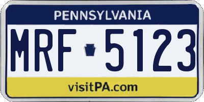 PA license plate MRF5123