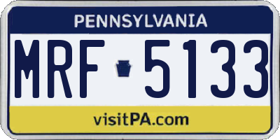 PA license plate MRF5133