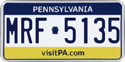 PA license plate MRF5135