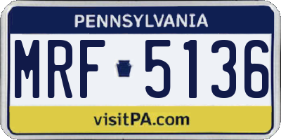 PA license plate MRF5136