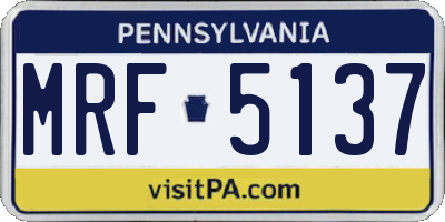 PA license plate MRF5137