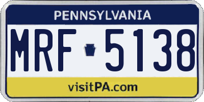 PA license plate MRF5138