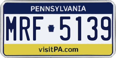 PA license plate MRF5139