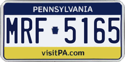 PA license plate MRF5165